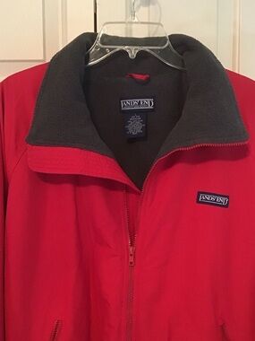 Lands' End Red Performance Jacket with Dark Gray Fleece Lining
